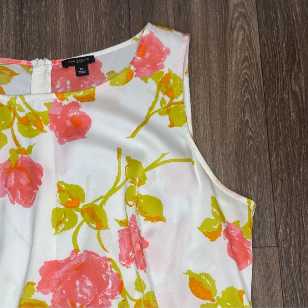 Ann Taylor Floral Tank Top - Pink and Yellow Women’s Size 14 - Picture 3 of 11